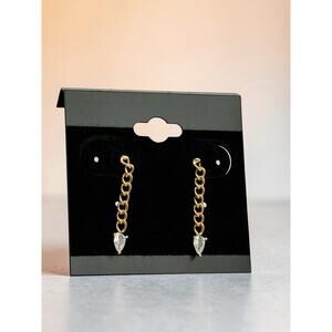 18kt Gold Plated Chain Drop Earrings Clear Crystal Teardrop Dangle